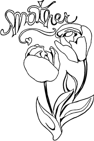 Tulips For Mom  Coloring Page